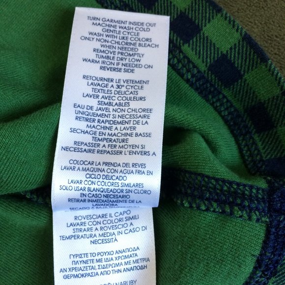 Chaps Green Blue checked long sleeve button up tee top Size Large - Picture 7 of 11